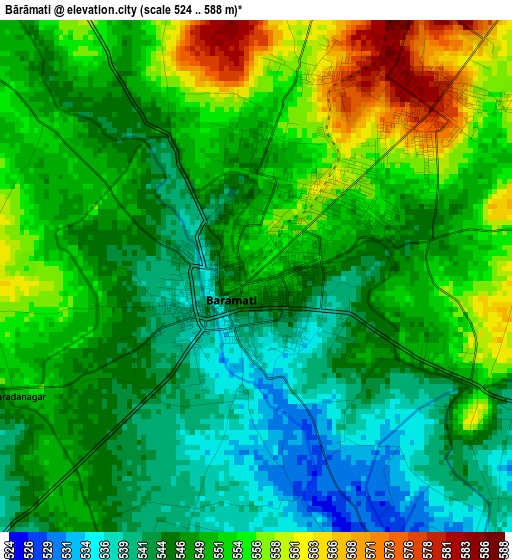 Bārāmati elevation map