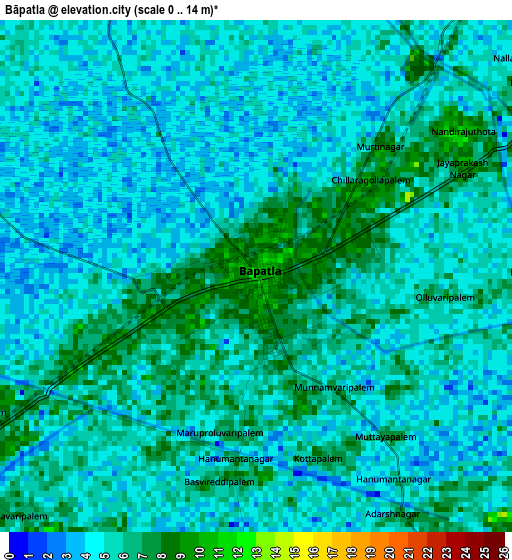 Bāpatla elevation map