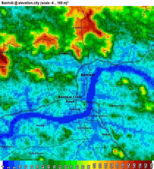 Bantvāl elevation map