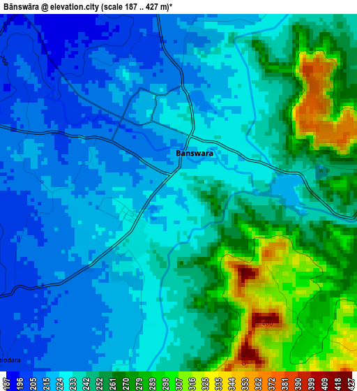 Bānswāra elevation map