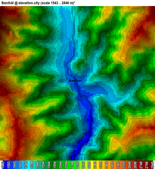 Banihāl elevation map