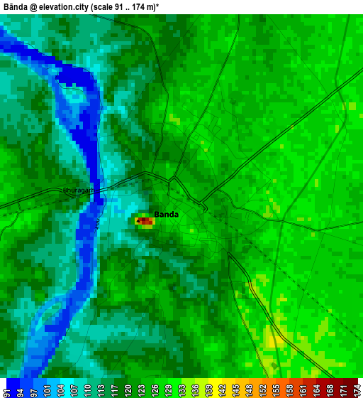 Bānda elevation map