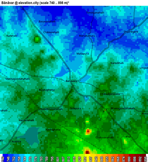 Bānāvar elevation map