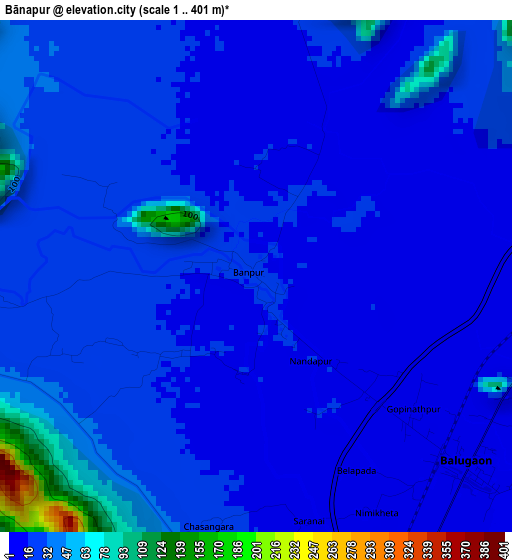 Bānapur elevation map