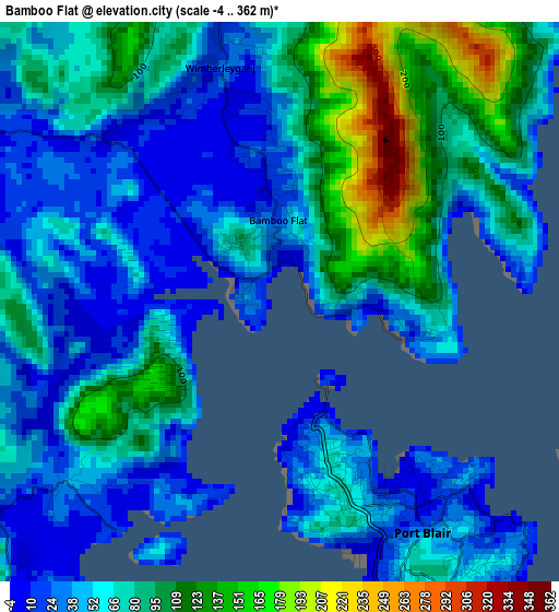 Bamboo Flat elevation map