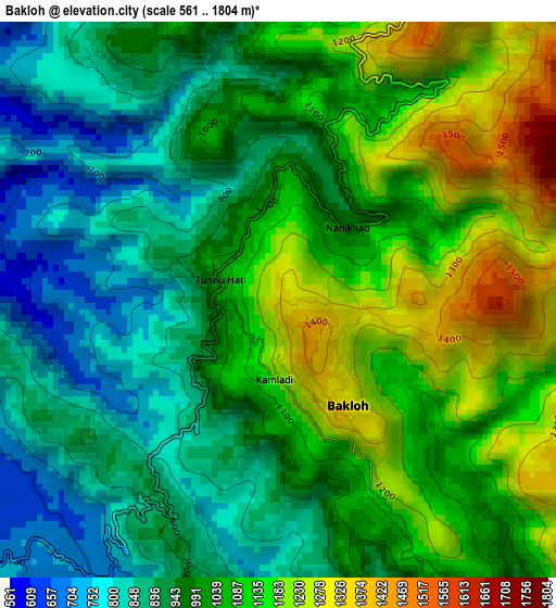 Bakloh elevation map