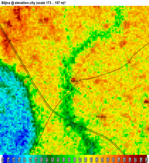 Bājna elevation map
