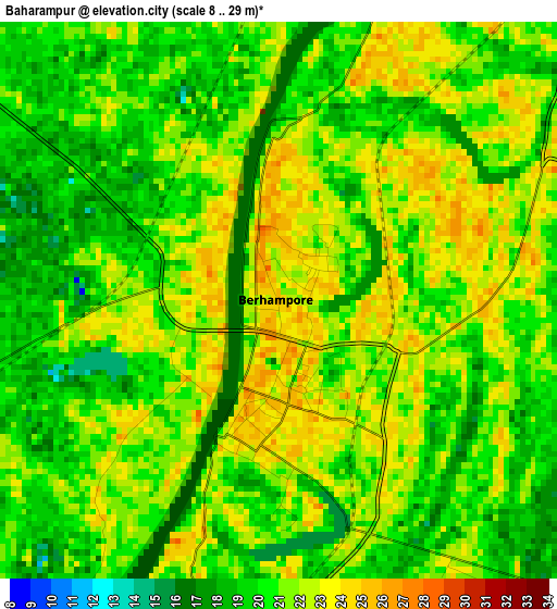 Baharampur elevation map