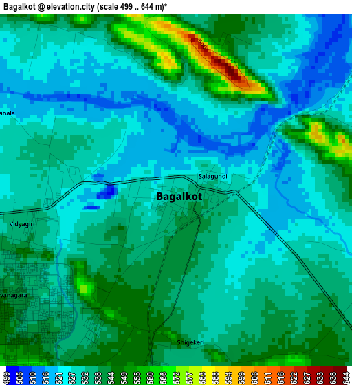 Bagalkot elevation map