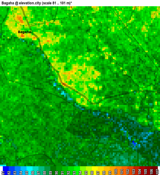 Bagaha elevation map