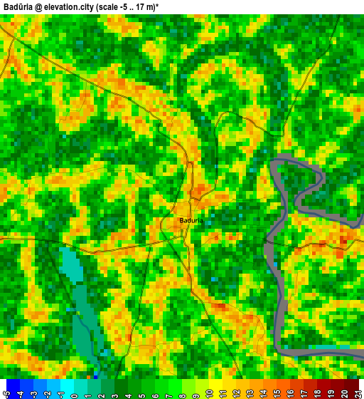 Badūria elevation map