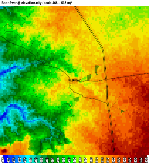 Badnāwar elevation map