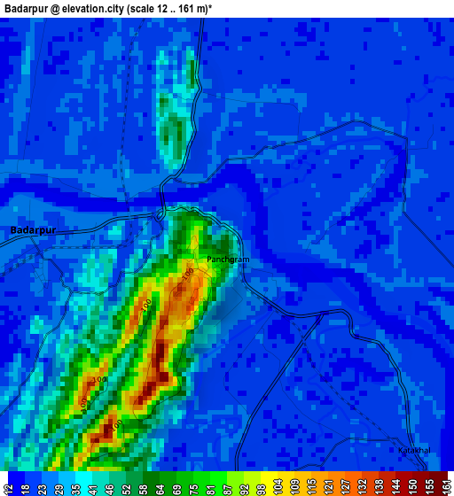 Badarpur elevation map