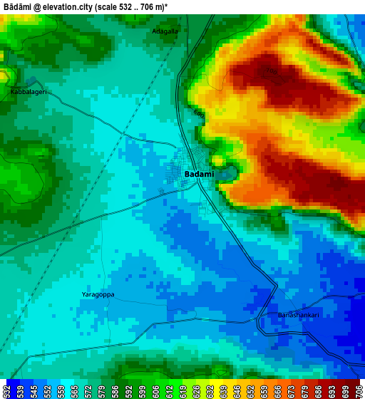 Bādāmi elevation map