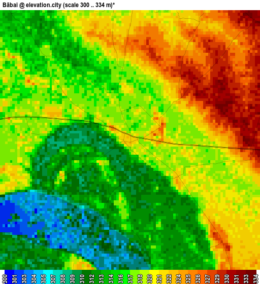 Bābai elevation map