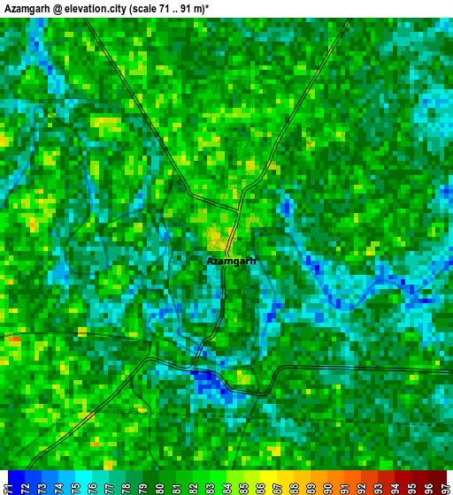 Azamgarh elevation map