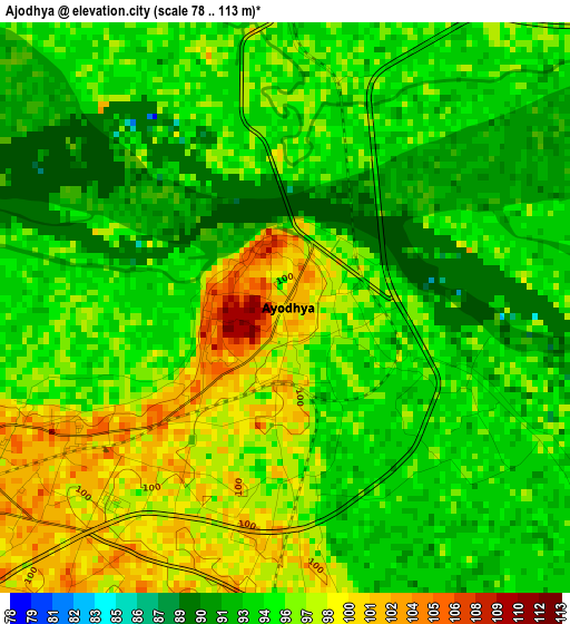 Ajodhya elevation map