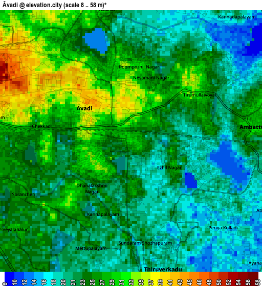 Āvadi elevation map