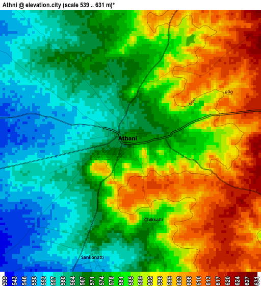 Athni elevation map