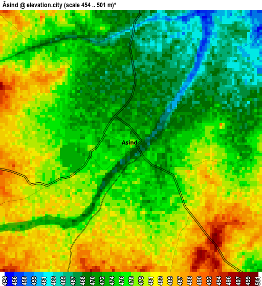 Āsind elevation map