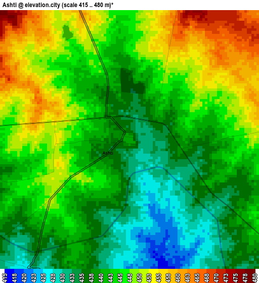 Ashti elevation map