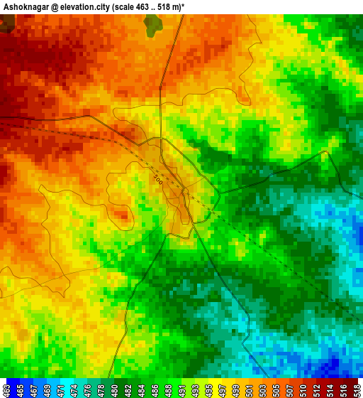 Ashoknagar elevation map