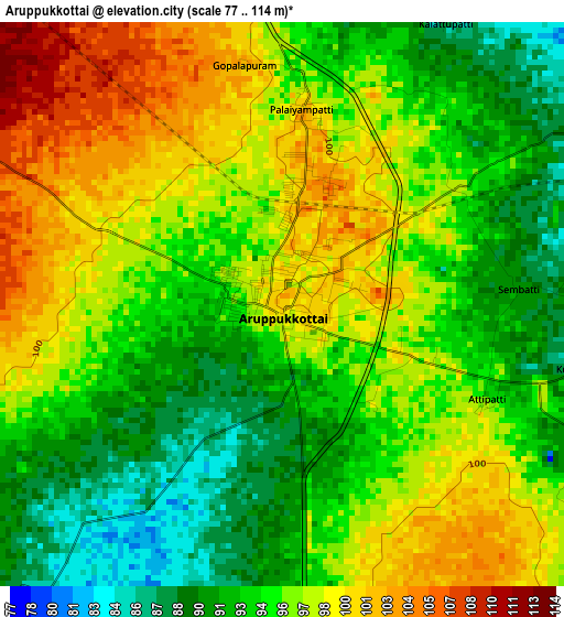 Aruppukkottai elevation map