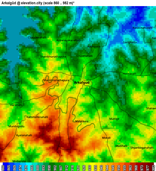 Arkalgūd elevation map