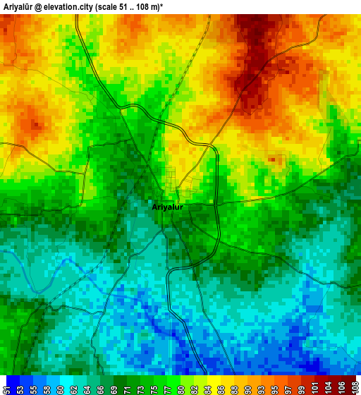 Ariyalūr elevation map