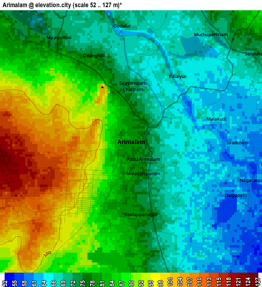 Arimalam elevation map