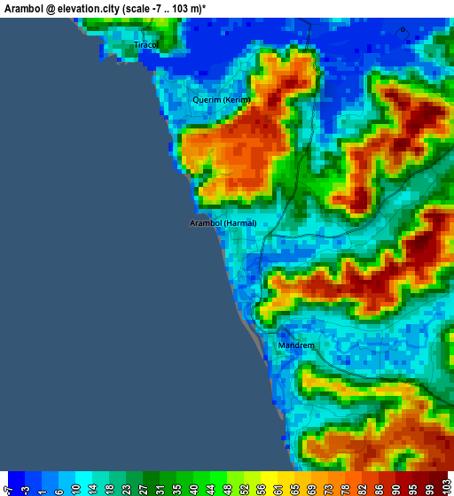 Arambol elevation map