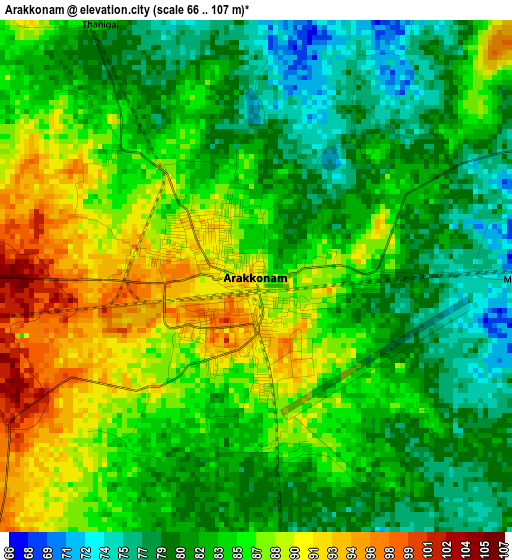 Arakkonam elevation map