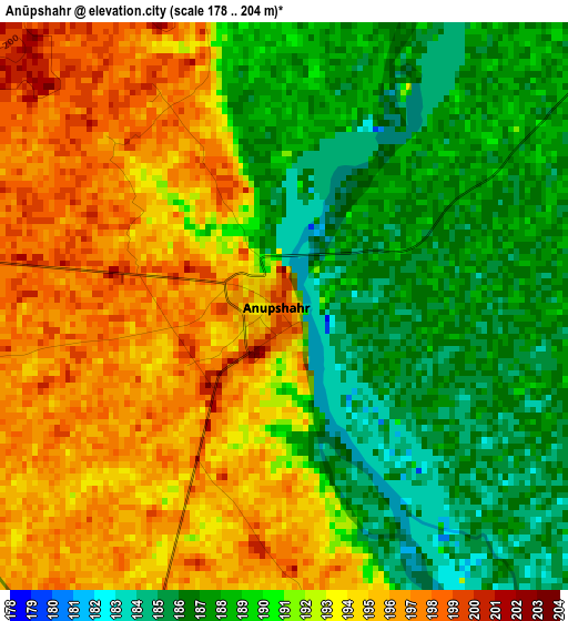 Anūpshahr elevation map