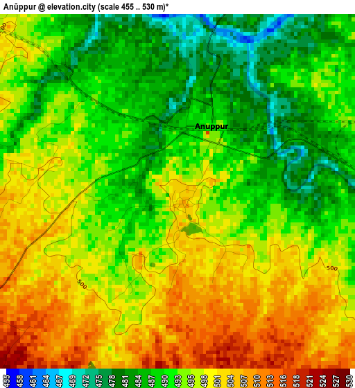 Anūppur elevation map