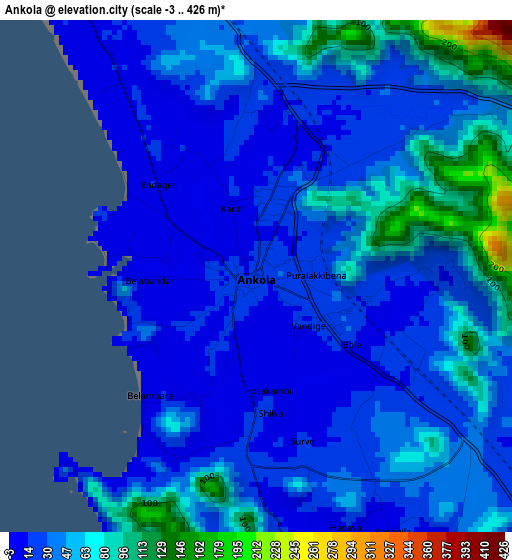 Ankola elevation map