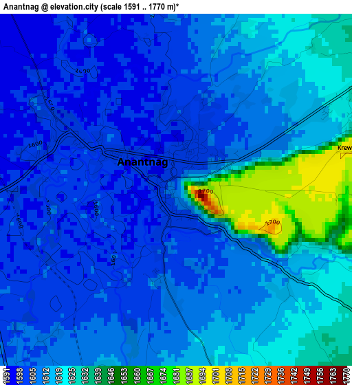 Anantnag elevation map