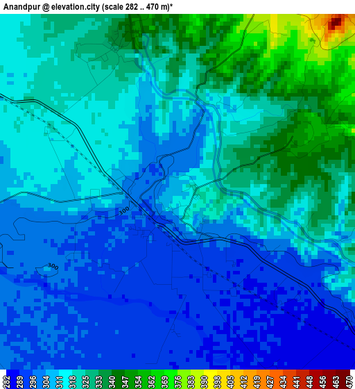 Anandpur elevation map