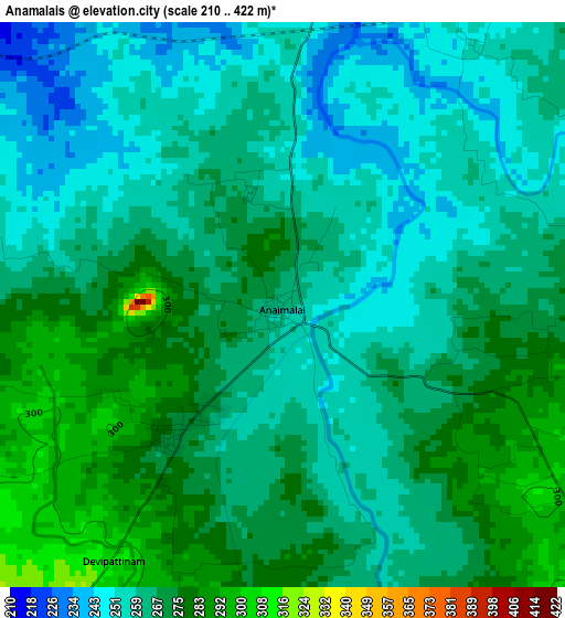 Anamalais elevation map