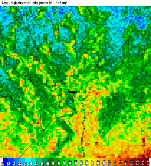 Amguri elevation map