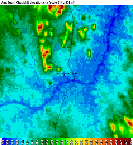 Ambāgarh Chauki elevation map