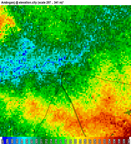 Amānganj elevation map