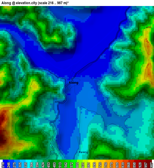 Along elevation map