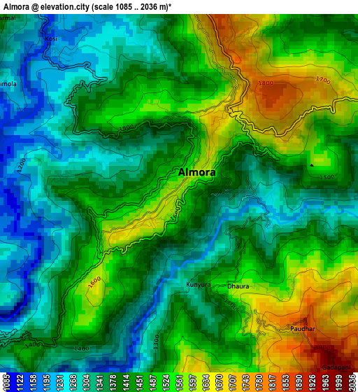 Almora elevation map