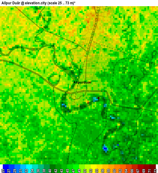 Alīpur Duār elevation map