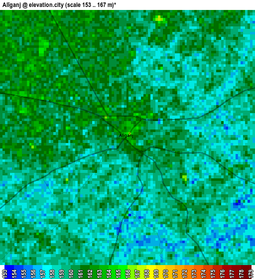 Alīganj elevation map