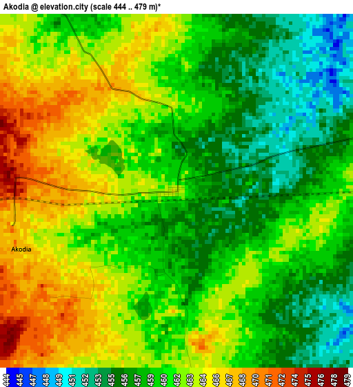 Akodia elevation map