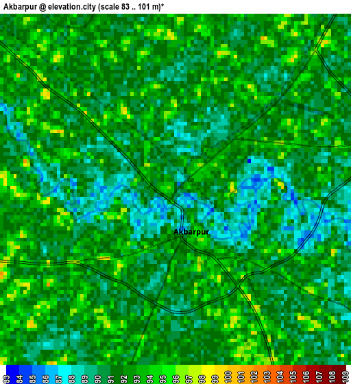 Akbarpur elevation map