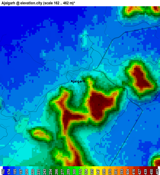 Ajaigarh elevation map