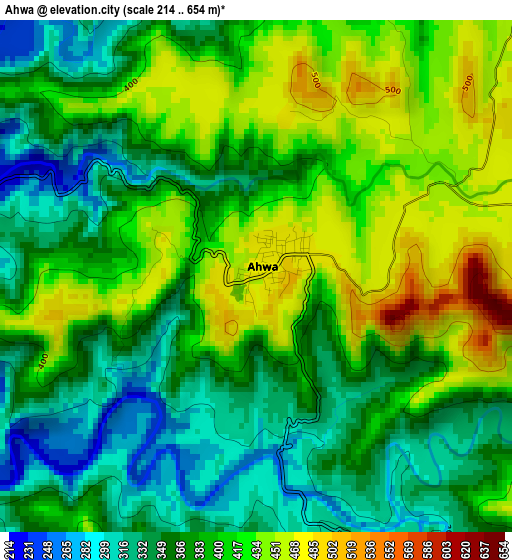 Ahwa elevation map