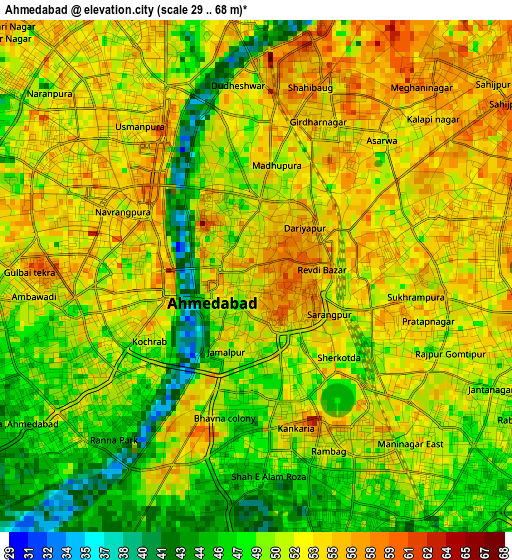 Ahmedabad elevation map